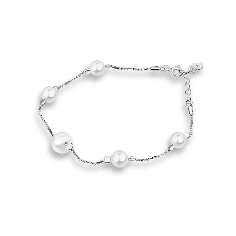 S925 sterling silver pearl bracelet