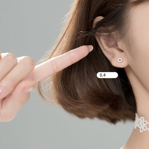 S925 silver Korean round earrings