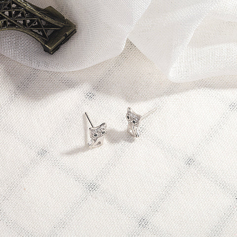 S925 sterling silver cute cat earrings