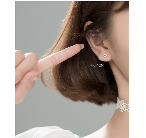 S925 silver Korean round earrings