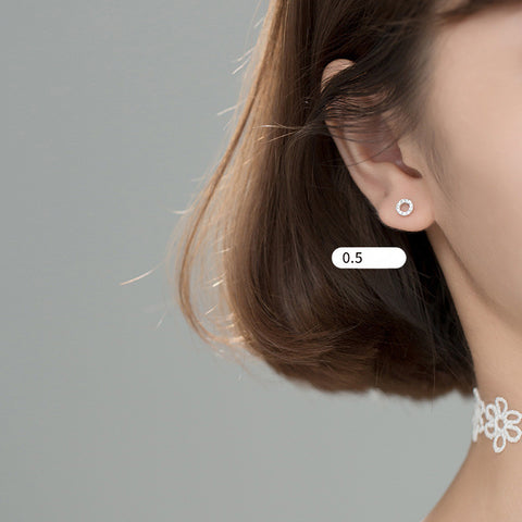 S925 silver Korean round earrings