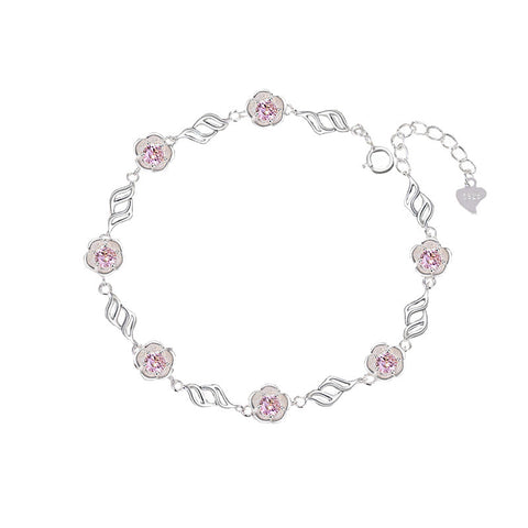 S925 Sterling Silver Peach Blossom Bracelet Women's Simple