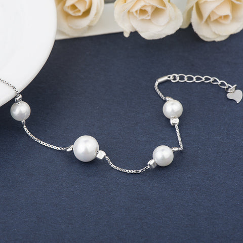 S925 sterling silver pearl bracelet