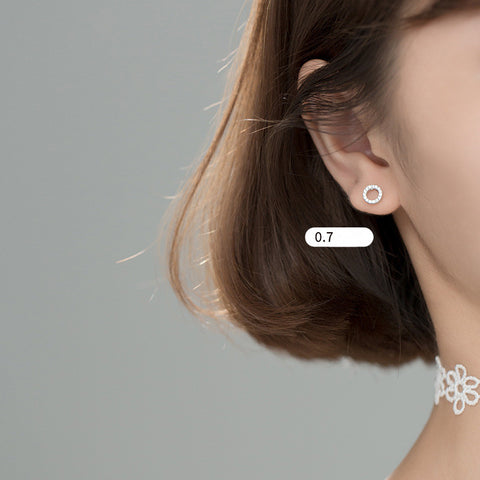 S925 silver Korean round earrings