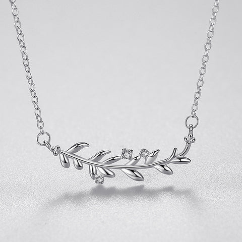 S925 Silver Leaf Pendant Necklace