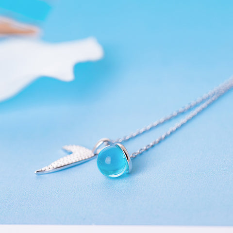 s925 sterling silver aquamarine necklace