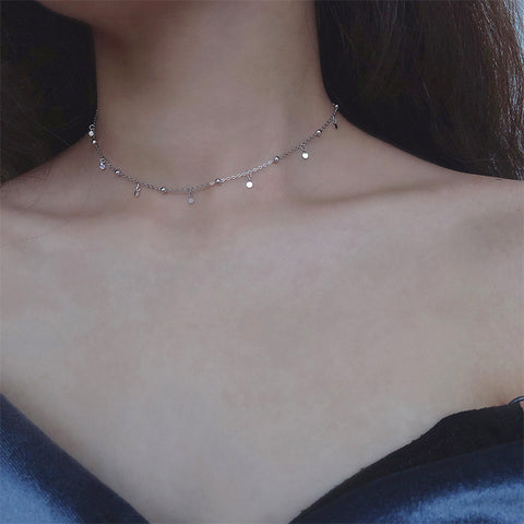 Real 925 Sterling Silver Geometric Round Choker