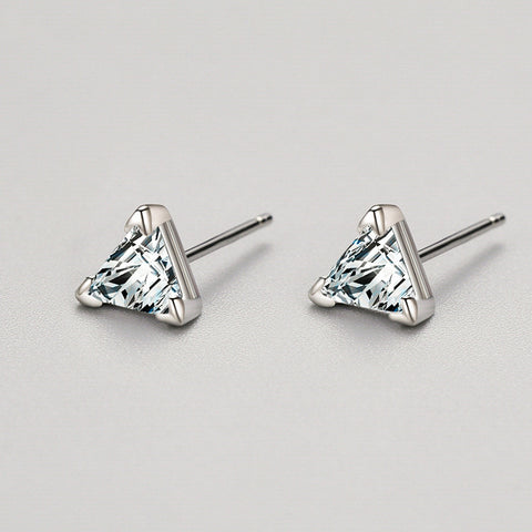 S925 Silver Triangle Earrings With Diamonds