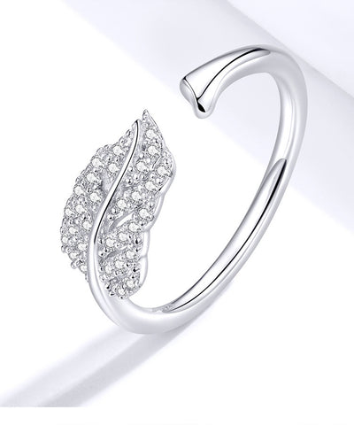 Feather s925 sterling silver ring female