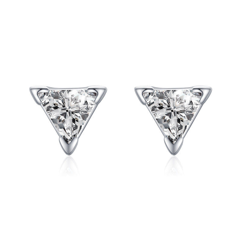 S925 Silver Triangle Earrings With Diamonds