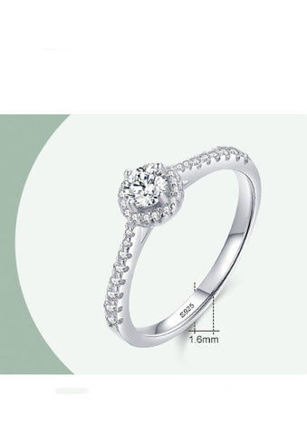 S925 Sterling Silver Ring Female Round