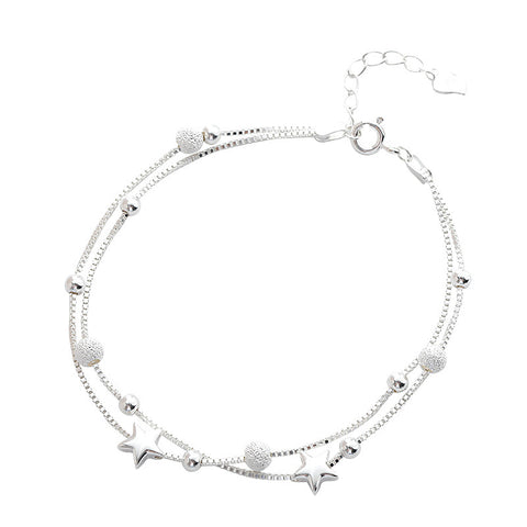 S925 Silver Double Layer Sweet Star Bracelet Women