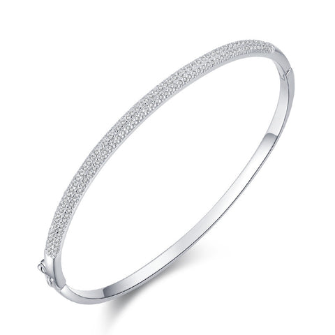 S925 Sterling Silver Bracelet Female Opening Oval