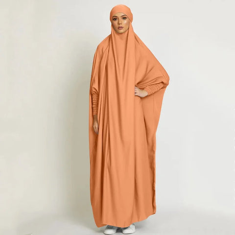 Muslim Robe One Piece Solid Color Long Dress