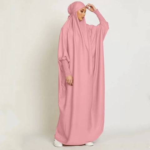 Muslim Robe One Piece Solid Color Long Dress