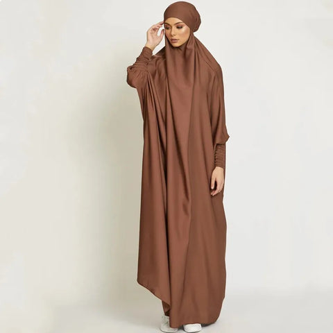 Muslim Robe One Piece Solid Color Long Dress