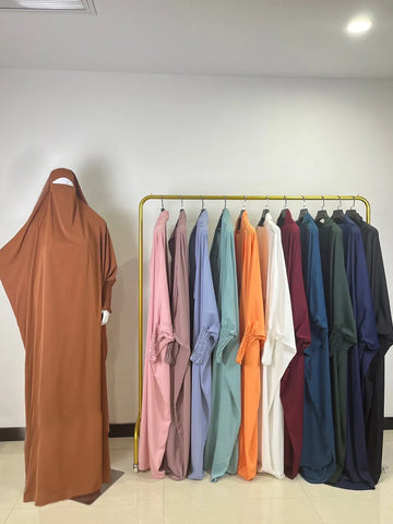 Muslim Robe One Piece Solid Color Long Dress