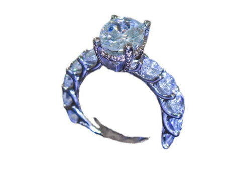 Full Diamond Four Claw Mosang Stone Ring