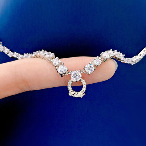 S925 Adjustable Crown Shape Silver Necklace